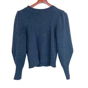 Womens Sweater XS Puffy Sleeves Speckled Cottage Folk Cabin Peasant Feminine